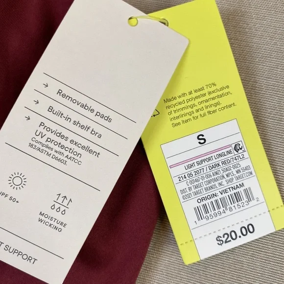 All In Motion Athletic Size Small Burnt Red Color Light Support Bra New With Tag - Picture 6 of 8